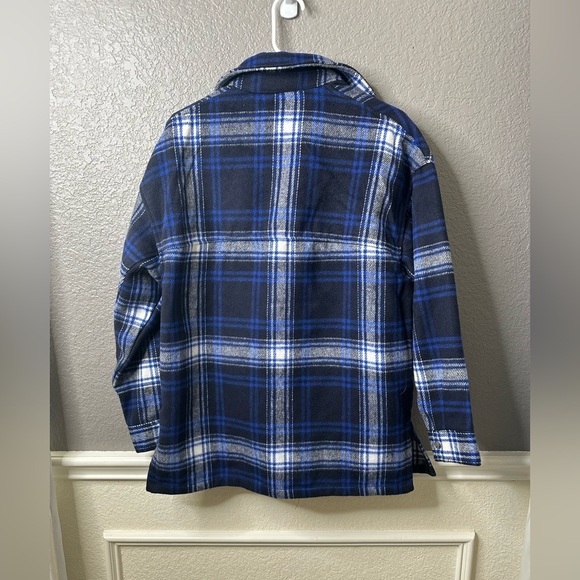 H&M‎ Divided Blue Plaid Oversized Shacket Jacket Shirt Size Small - Picture 5 of 7